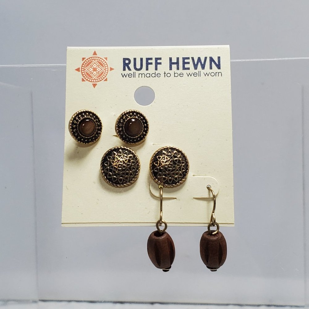 Ruff Hewn trio earrings